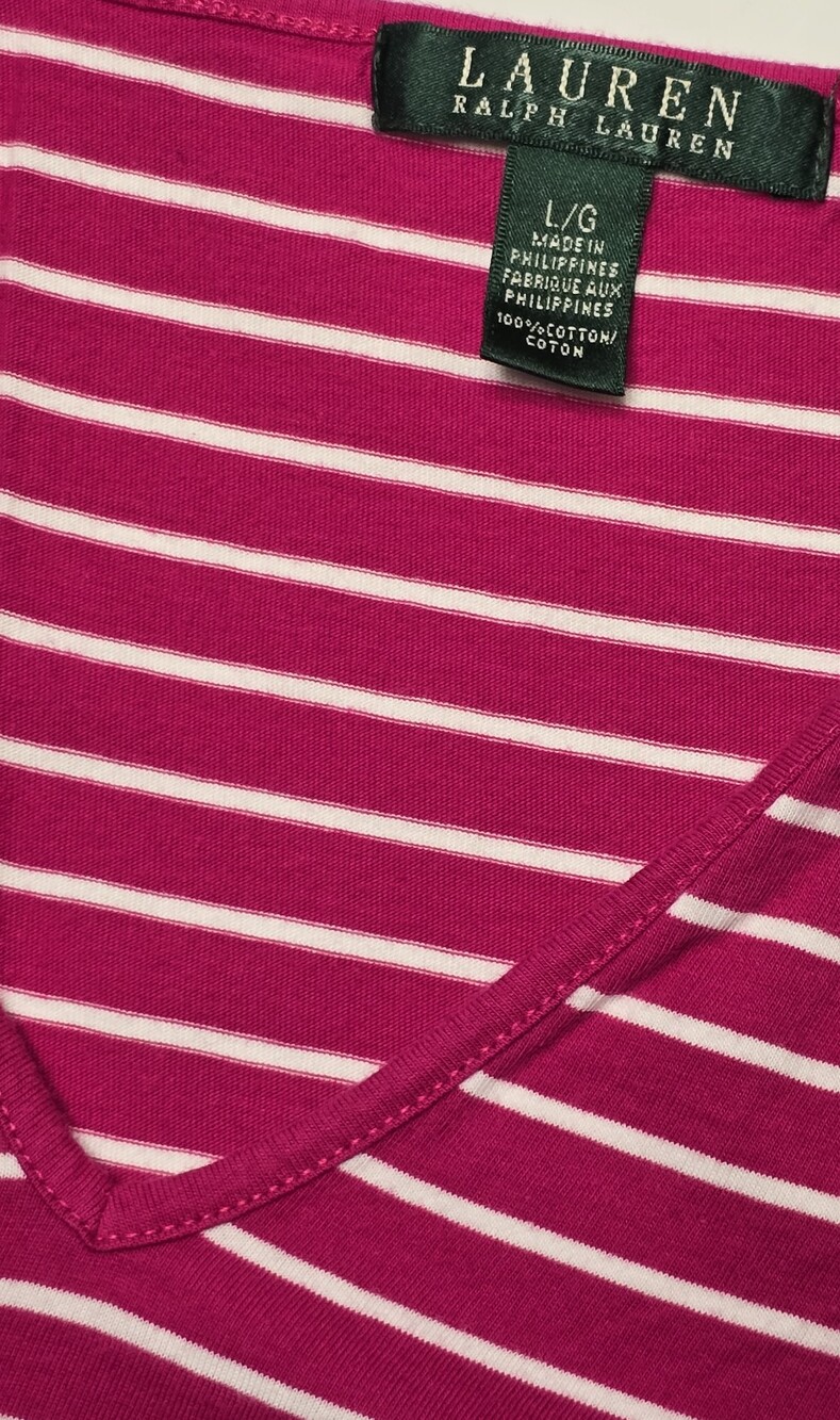 Lauren Ralph Lauren Bundle Of 2 Pink and Purple Striped V-Neck Tank Tops - Picture 2 of 10
